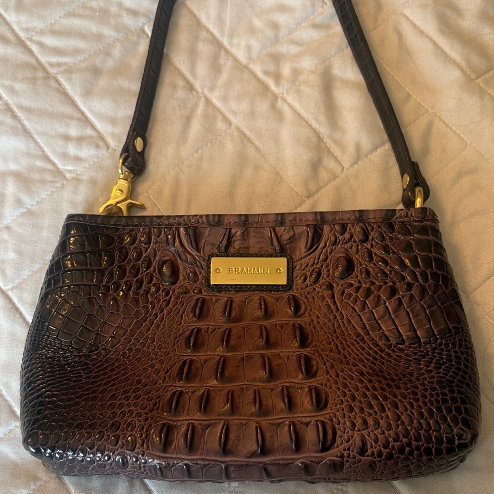 Brahmin Dark Brown Crocodile Embossed bag. No COA